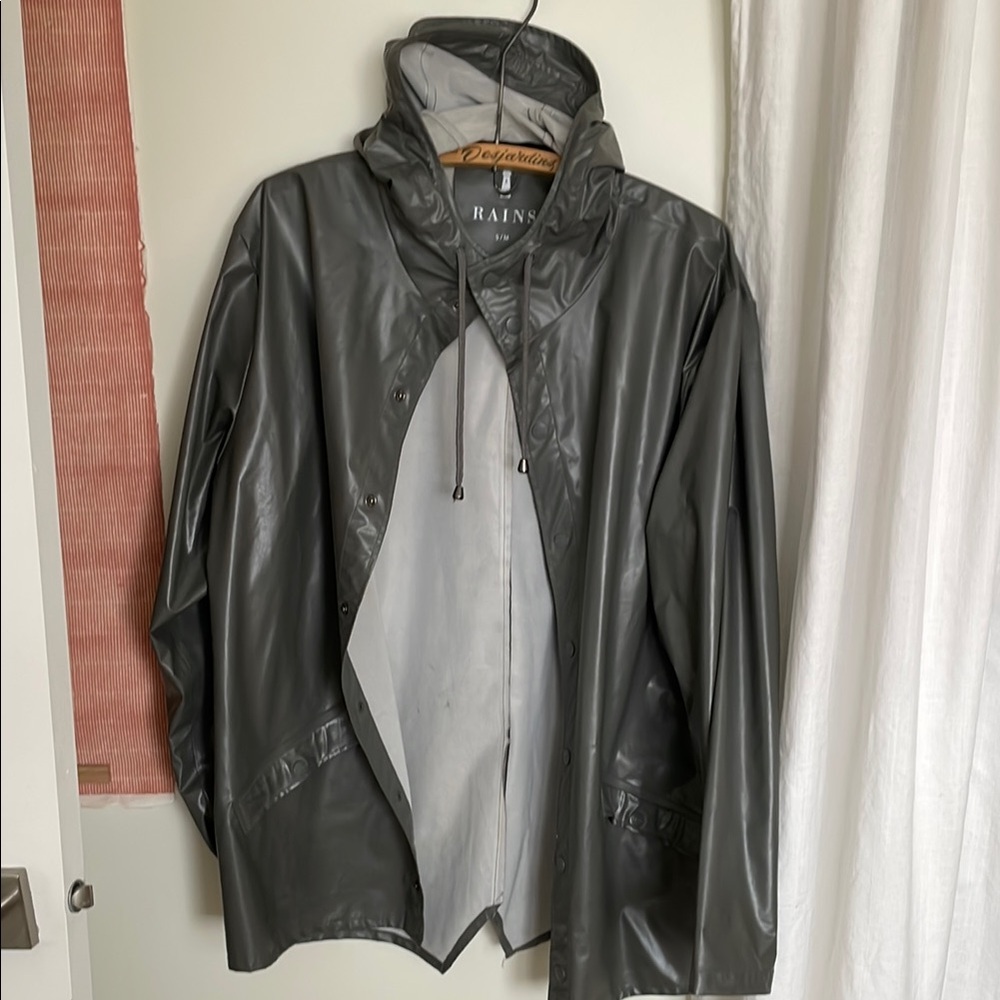 Rains Gray Raincoat with Stand-Up Collar